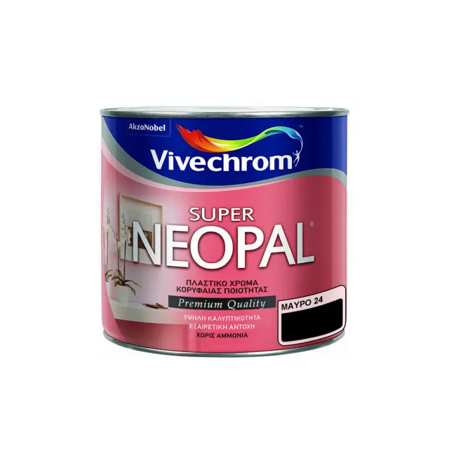Πλαστικό Χρώμα για Εσωτερική Χρήση 200ml Vivechrom Super Neopal Νο24 Μαύρο