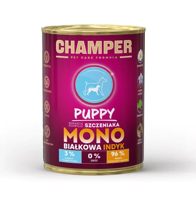 CHAMPER Puppy Monoprotein Turkey - wet dog food - 400g