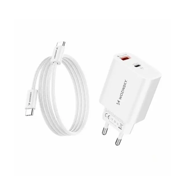Wozinsky Φορτιστής WLS-20W 20W 1x USB-A 1x USB-C with 1m USB-C Cable White