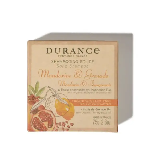 DURANCE Essentiels Solid Shampoo Στερεό σαμπουάν με Μανταρίνι + Ρόδι για ξηρά, εύθραυστα ή ταλαιπωρημένα μαλλιά 75gr 2