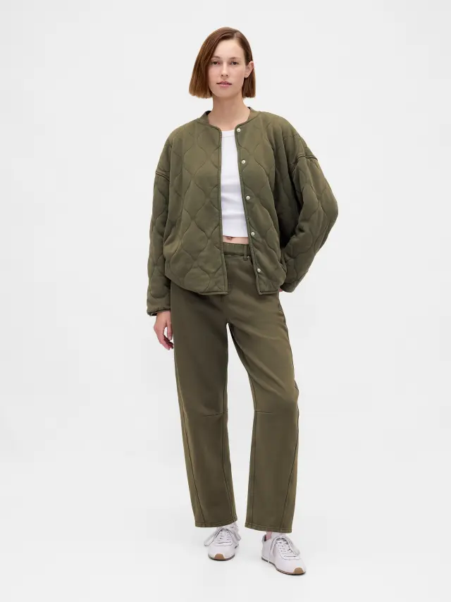 Heavyweight French Terry Barrel Παντελόνι Φόρμα Black moss green wash