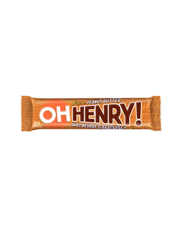 Oh Henry! Reese's Peanut Butter 58gr (ΠΡΟΣΟΧΗ! Λιώνει!) (Aνάλωση κατά προτίμηση πριν από 01/07/26)