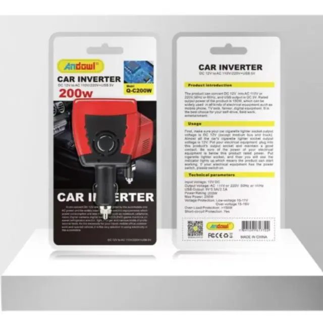 Andowl Inverter Αυτοκινήτου Τροποποιημένου Ημιτόνου 200W Q-C200W 2
