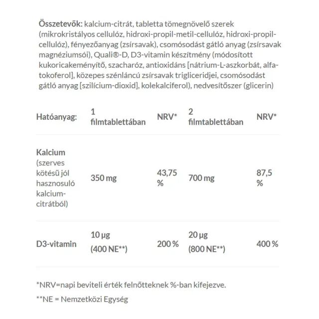 JutaVit Organic Calcium 350 mg + Vitamin D3 2
