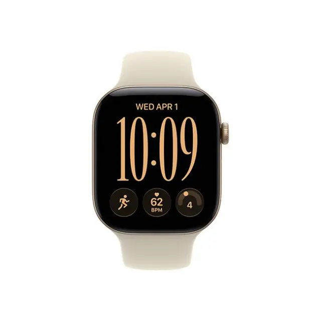 Apple Watch Series 12 GPS 46mm Light Gold Aluminium Case with Sand Sport Band M/L (MJEP4MP/A)