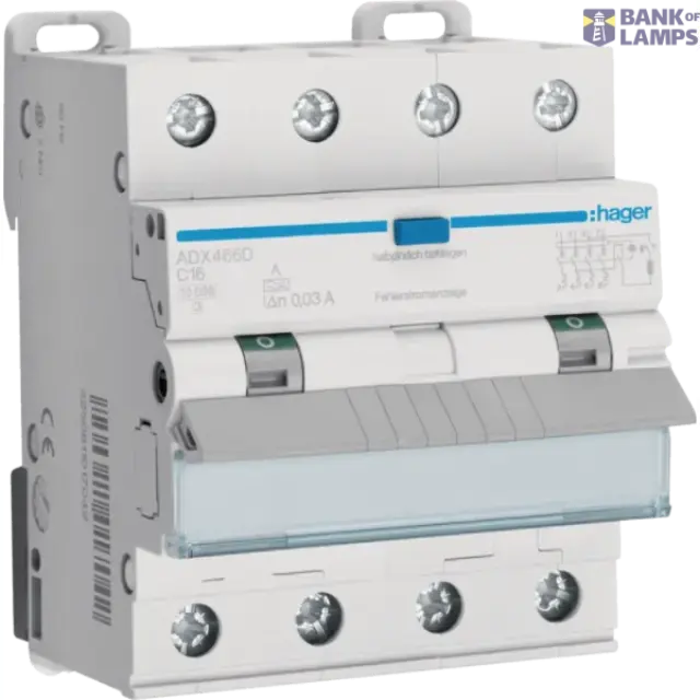 Differential circuit breaker 4P 10kA C-16A 30mA type A
