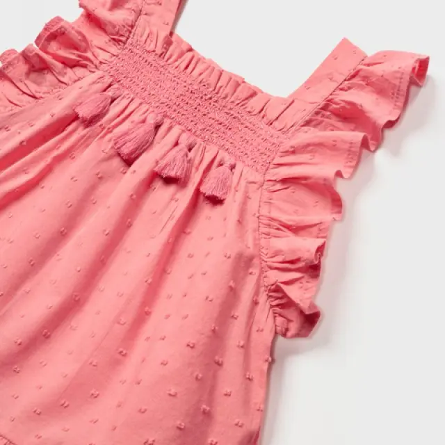 Baby 6 μηνών έως 4 ετών Φόρεμα πλουμετί με βολάν από βαμβάκι ρούζ - 24M 3