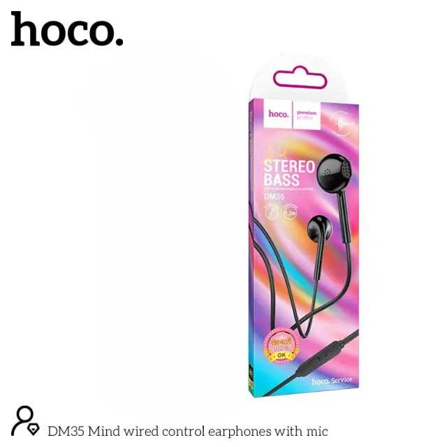 Hands Free Hoco. DM35 Mind Earphones Stereo 3.5mm με Μικρόφωνο και Πλήκτρο Λειτουργίας 1.2m Μαύρα 3