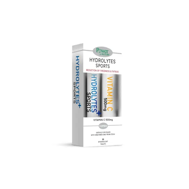 Power Health Hydrolytes Sports with Stevia & Vitamin C 500mg Αθλητικό Συμπλήρωμα Διατροφής Ηλεκτρολυτών με Στέβια, 20 + 20 αναβράζοντα δισκία
