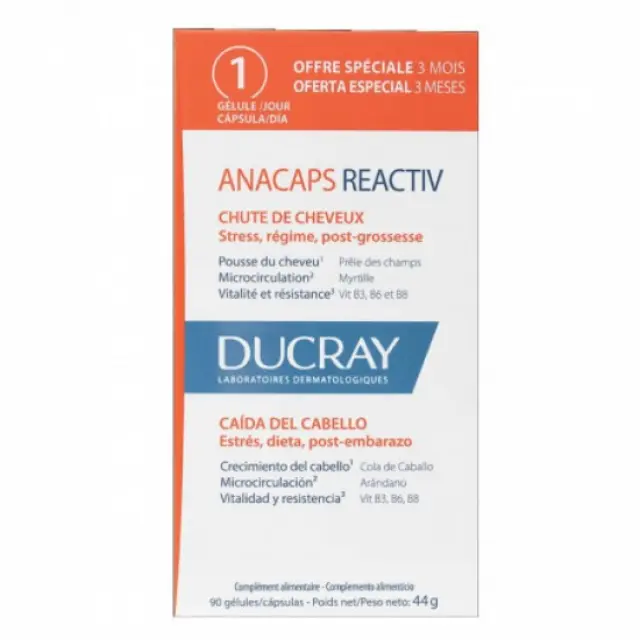 Ducray | Anacaps Reactiv Συμπλήρωμα Διατροφής Kατάλληλο για Αντιδραστική Τριχόπτωση | 90caps