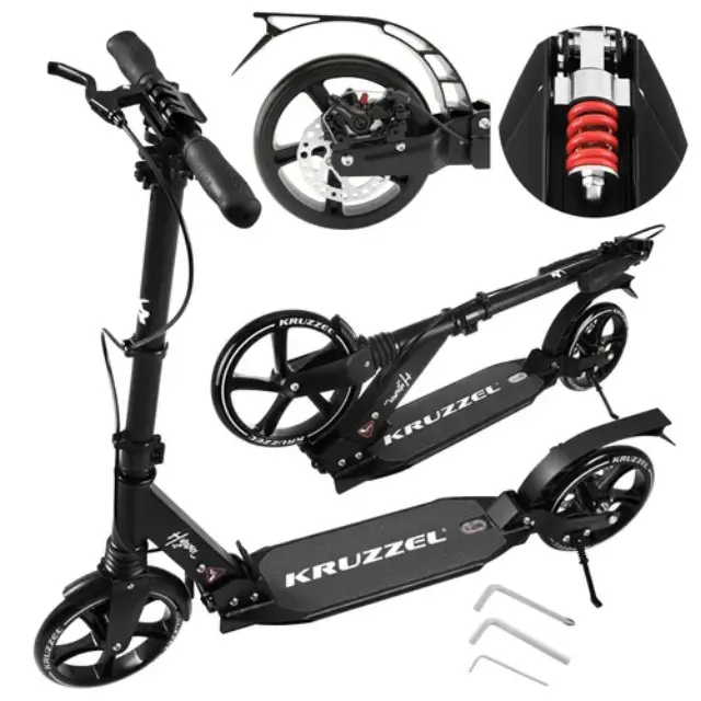 KRUZZEL HYPERION ΠΑΤΙΝΙ SCOOTER ΑΝΑΔΙΠΛΟΥΜΕΝΟ ΜΕ ΤΡΟΧΟ 200mm ΜΑΥΡΟ B 26142