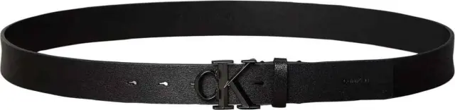 Calvin Klein Ανδρική Μεσαία Ζώνη Διπλής Όψης Faceted Buckle Μαύρο/Gunmetal 90cm 2