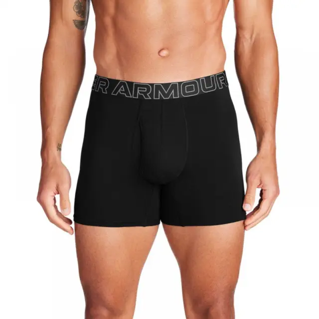 Under Armour Men's Performance Cotton 6inch 3 Pack Boxer Underwear Μαύρο 1383889-001 (Under Armour) - Small