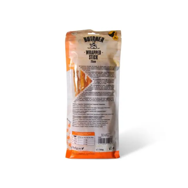 Vadigran Butcher BBQ Chicken Wrapped Stick Λιχουδιά Σκύλου με Κοτόπουλο 25cm 144gr 2