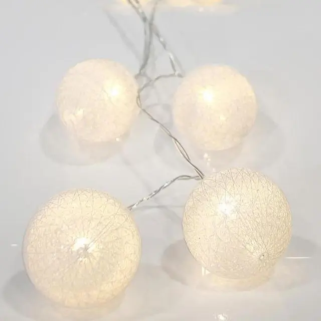 10 LED Με Λευκές Μπάλες Προέκταση 50cm Θερμό Λευκό Φως Μπαταρίας IP20