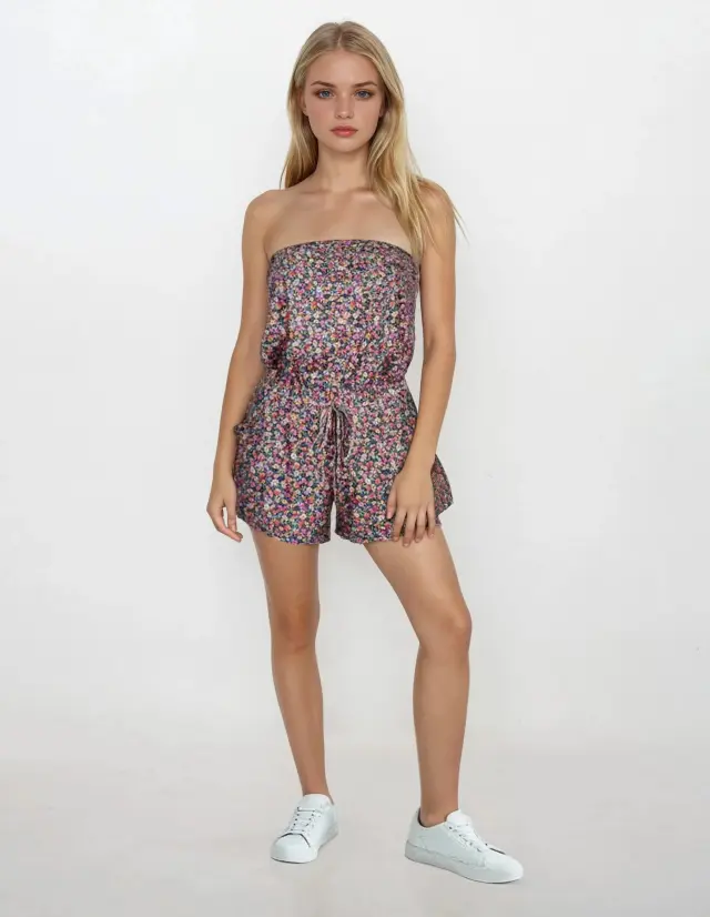 S462 - White - BEACHWEAR TERRY FLORAL PRINT - XL 2