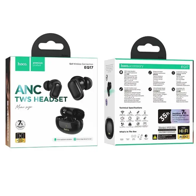 Hoco In-ear Bluetooth Handsfree Ακουστικά με Θήκη Φόρτισης Μαύρα EQ17 3