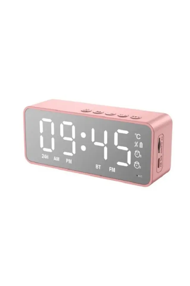 Ασύρματο Bluetooth ηχείο KIMISO K-12 με Ρολόι & / TF Card / FM Radio ΡΟΖ