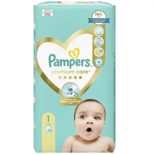 Πάνες Pampers Premium Care Jumbo Pack Νο1 Newborn (2-5kg) 50τεμ