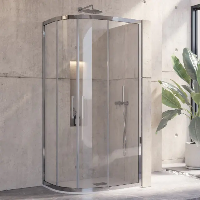 Καμπίνα ημικυκλική με διάφανο κρύσταλλο INOX 200 Cromo KARAG 80x80x190cm