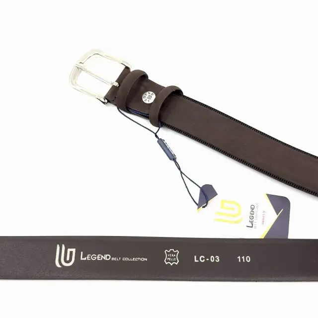 Καφέ Δερμάτινη Ζώνη Nubuck με Περιμετρικό Γαζί 3,5 cm 3
