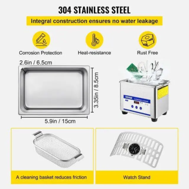 Καθαριστής Υπερήχων Vevor 800ml Inox με Ψηφιακό Χρονοδιακόπτη 2