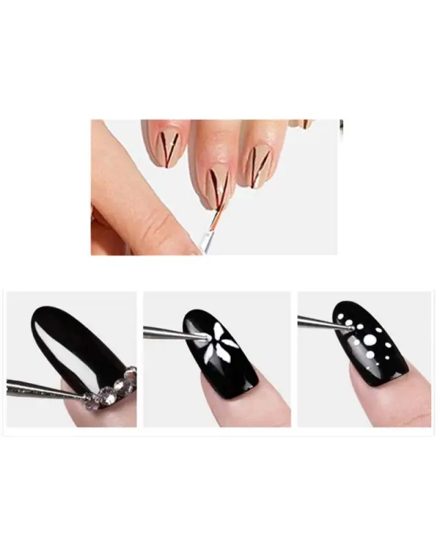 Σετ πινέλα νυχιών 2 όψεων nail art Gel και dotting - 5 τμχ 2