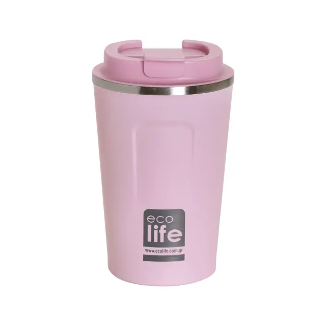 Ecolife® -Coffee Cup Ποτήρι Θερμός Ροζ 370ml (33-BO-4112).