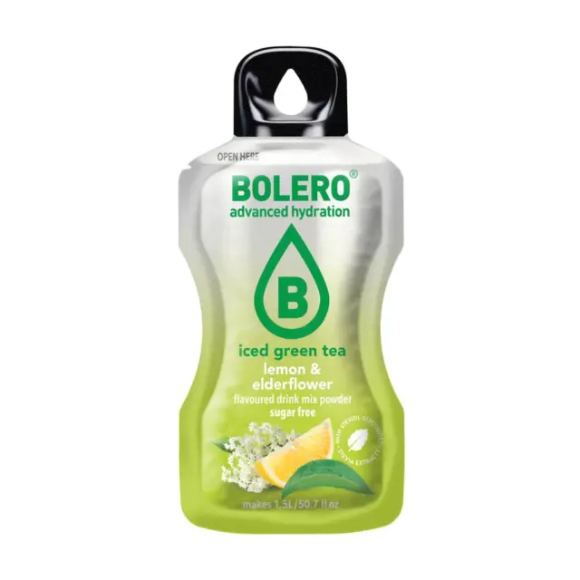 Bolero Iced Green Tea Mix Lemon and Elderflower, 12 x 8 g