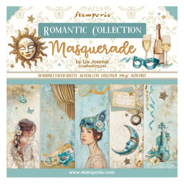 Σετ 10 Χαρτιά Scrapbooking Stamperia Διπλής Όψης - Masquerade - 30x30cm