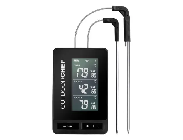 Θερμόμετρο BBQ Outdoorchef Gourmet Check Pro αδιάβροχο, με δύο ακίδες, Bluetooth και διαστάσεις 12.5x8x5cm14.491.37