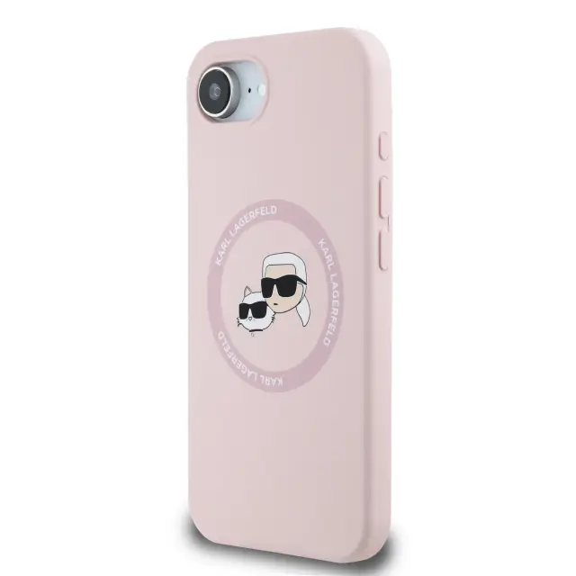 Karl Lagerfeld Liquid Silicone K&CH Heads MagSafe Case for iPhone 16e/17e Pink 2