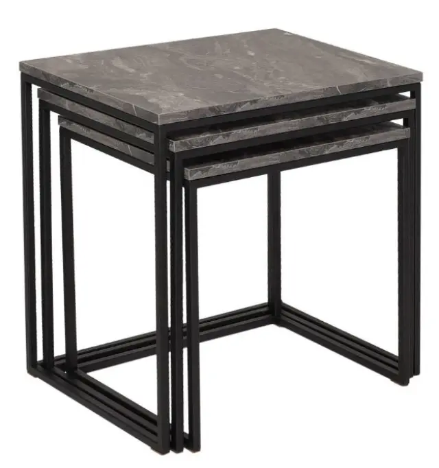 Σετ τραπεζάκια Ζιγκόν SHP-933-QQ Μάρμαρο 55x47x40cm