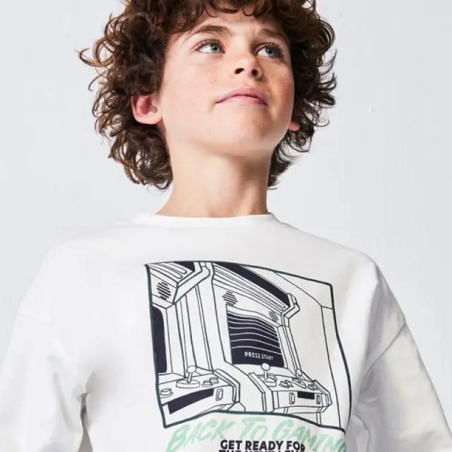 Junior 10 έως 18 ετών Μπλούζα skater Better Cotton κρεμ - 18Ε
