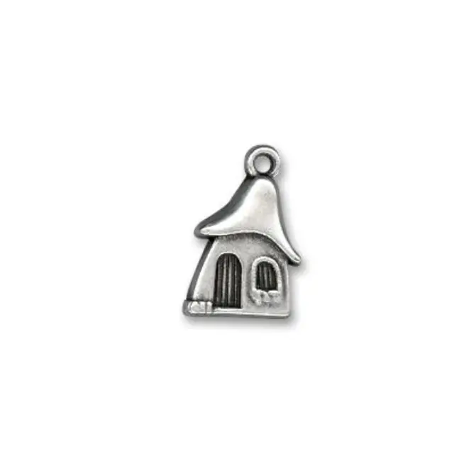 Μεταλλικό Διακοσμητικό Σπιτάκι 19x12mm - 999° Silver Antique Plated - 5τεμ