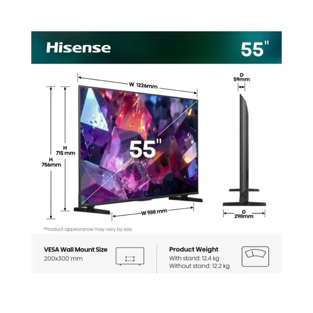 Hisense TV 55" 55E7S PRO 55" QLED 4K 144Hz VidaaOS Vision IQ 2026 3
