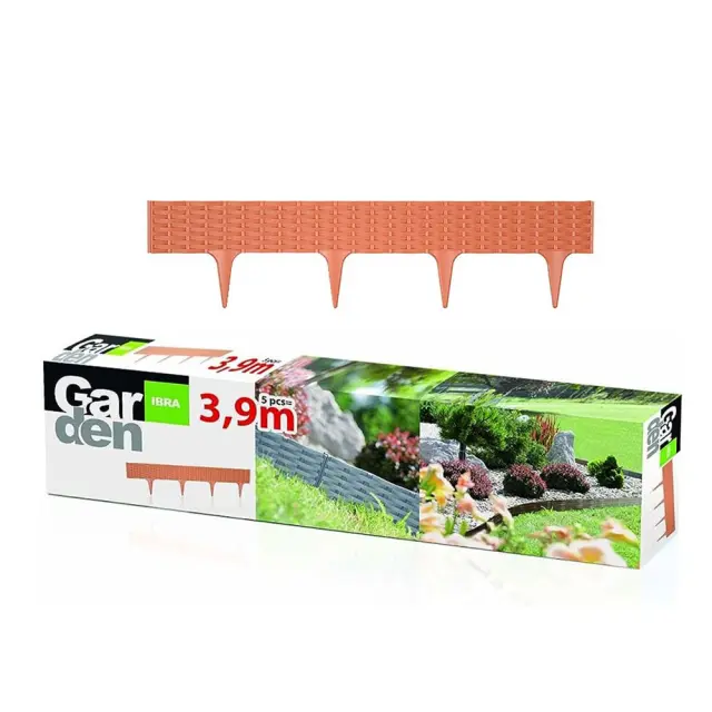 Prosperplast IBRA-R624 Φράκτης κήπου πλαστικός Garden Border (5τμχ) 3,90m ×18,5Υcm Τερακότα /103757 2