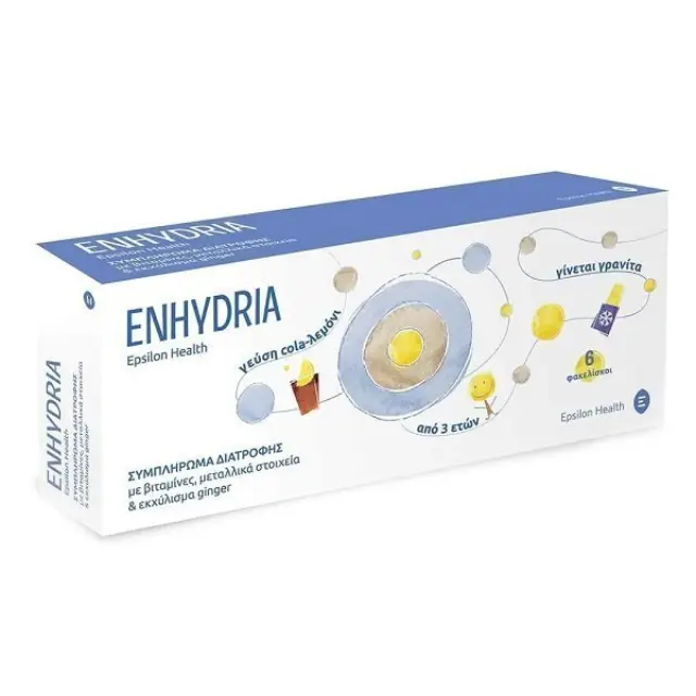 Epsilon Health Enhydria Αναπλήρωση Ηλεκτρολυτών Κατά της Ναυτίας & του Εμετού, 6 Φακελίσκοι x15ml