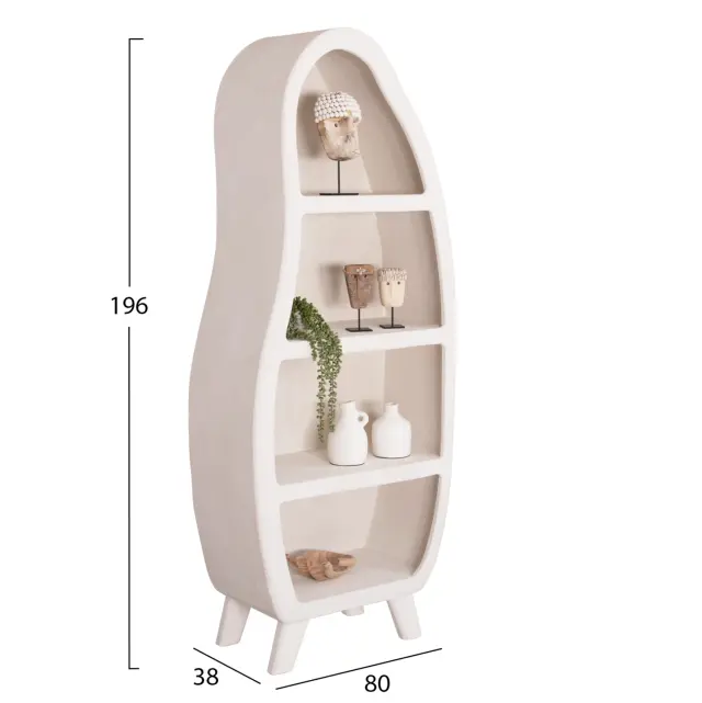 Ραφιέρα σειρά Santorini MDF σε υπόλευκο χρώμα 80x38x196 εκ. 2