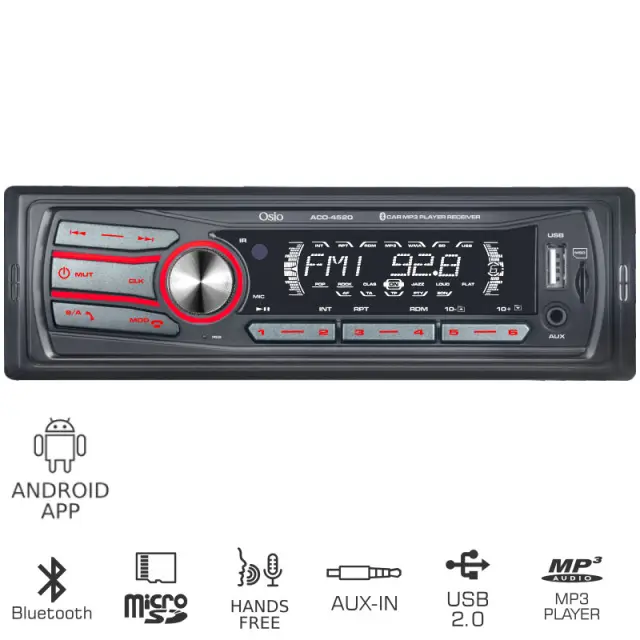 Ηχοσύστημα Αυτοκινήτου Με Bluetooth USB Android App Micro SD Και Aux-In OSIO ACO-4520UBT