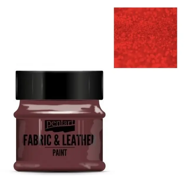 Fabric and leather paint 50 ml, Pentart -Χρώμα για ύφασμα και δέρμα, Glittering Red