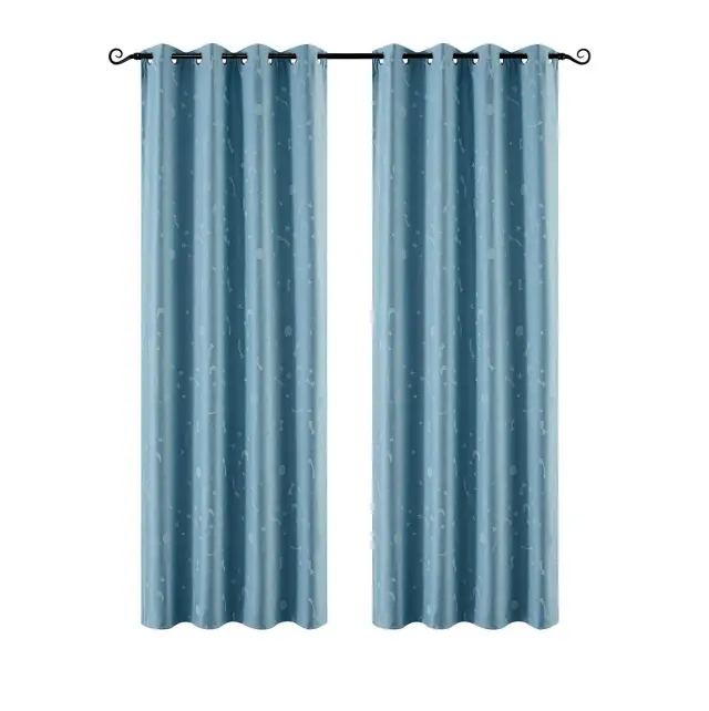 Κουρτίνα Με 8 Κρίκους 140x260 Φωσφοριζέ Beauty Home 6140 Σιέλ 100% Πολυέστερ 3