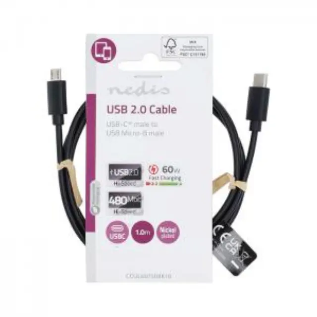 Καλώδιο USB High-Speed Type-C αρσ. - micro B USB αρσ., 1.00m. 3