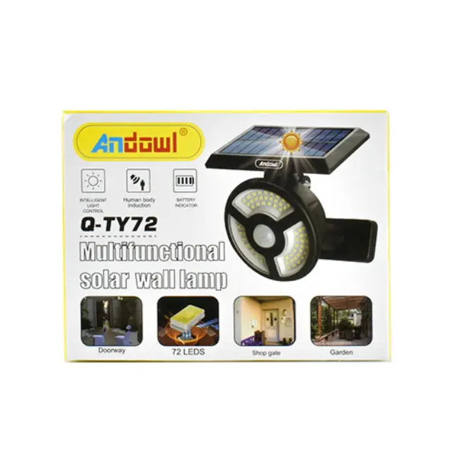 Andowl Q-TY72 Επιτοίχιο Ηλιακό Φωτιστικό 1.8W Ψυχρό Λευκό 6500K