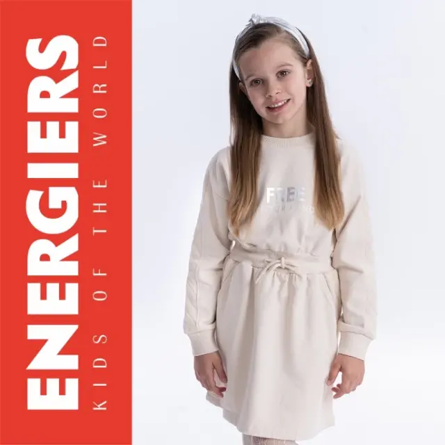 Energiers κορίτσι φόρεμα μακρυμάνικο στάμπα μπεζ 16-126244-7 2
