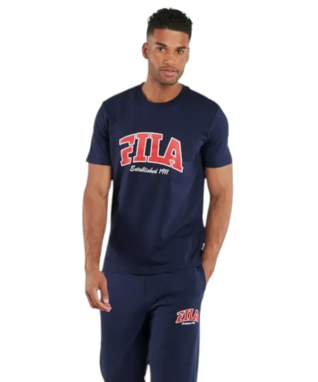 Fila - Ανδρικό T-shirt Lanaken Regular Fit FAM0882-50004 Μπλε Σκούρο - S