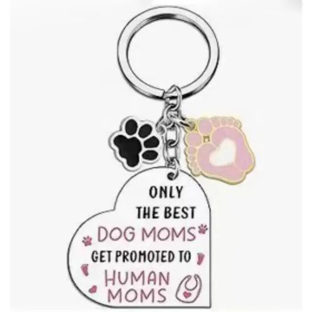 Μπρελόκ "Dog Mom To Human Mom" Διάμ. 3cm,Καρδιά:3.9x3.4cm