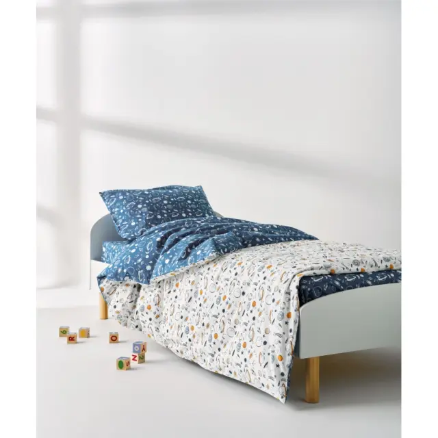 Σετ Παιδικά Σεντόνια Μονά 3 Τεμαχίων Kentia Garnet White-Blue 160x245