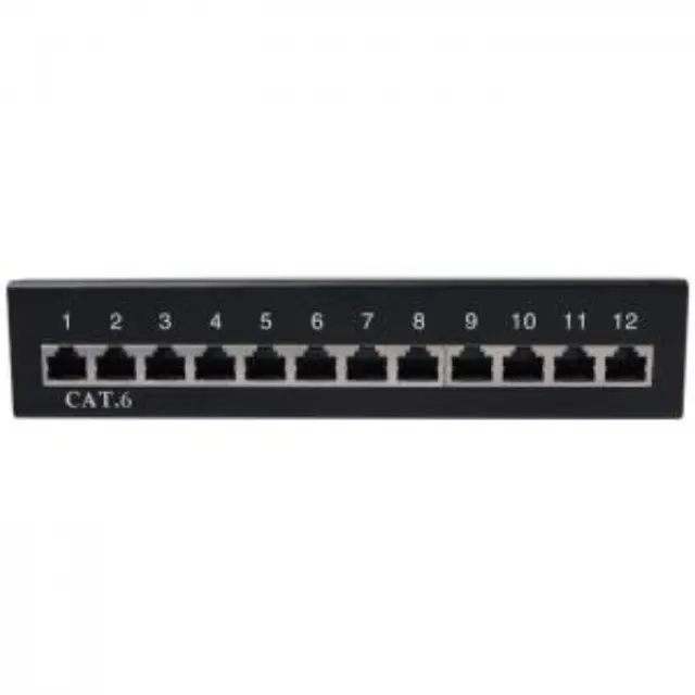 Patch panel κατηγορίας CAT 6 STP, 12 θυρών σε μαύρο χρώμα. 2