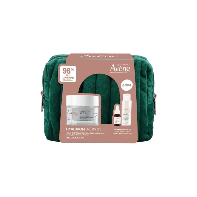 Avene Promo Hyaluron Activ B3 Gel Aντιγηραντική Ημέρας για Kυτταρική Ανανέωση & Σύσφιγξη με Υαλουρονικό Οξύ, 50ml & Δώρο Vitamin Activ Cg Serum Aντιγηραντικός Ορός Λάμψης,10ml & Avene Eau Micellaire Demaquillante Νερό Καθαρισμού, 100ml, 1σετ